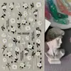Adesivos de Unha Flor Branca de Primavera Transfronteiriços 3D Impermeáveis Pintados à Mão Flor Fresca Relevo Adesivos de Unha Modelo Hg