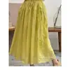 Nuevo midi falda bordada retro y artística de inspiración étnica estilo chino para mujer, nueva colección de verano, cintura alta, falda de línea A adelgazante, corte holgado