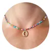 Nuevo Collar de Acero Inoxidable de Amazon con Burbuja Dorada Letras del Alfabeto Colgante Boho Cuentas de Arroz Burbuja Letras Mayúsculas