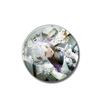 Broche a laser de novo estilo com design de vidro triturado, broche de 58 mm em folha de flandres com vidro triturado brilhante.