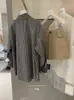 Y.JIA Otoño Estilo Coreano para Mujer Camisa Sofisticada de Cuadros con Cinta Cruzada y Cuello de Lazo Manga Larga 9262