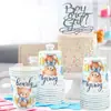 Set de Vajilla Temática de Cumpleaños Oso Azul Globos de Oso de Dibujos Animados Platos y Vasos de Papel para Fiesta de Cumpleaños Infantil Decoración