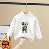Nova Camiseta Térmica de Fleece para Outono e Inverno, Manga Longa para Meninos, Roupa Íntima Quente e na Moda, Gola Meio Alta para Crianças de Tamanho Médio e Grande, Top