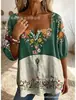 Top de Tirantes Cruzados Estampado de Nuevo Estilo con Botones, Camisa Cuadrada Elegante y Casual de Manga Corta para Mujer
