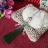 Yixiangfei hebilla de seguridad de tres colgantes borla 12 cm borla cheongsam vestido cara de caballo colgante de jade decoración colgante de cintura tapeta de presión paso prohibido