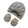 Nuevo Gorro para Bebé con Orejas de Conejo, Gorro Indonesio, Diadema Estampada, Guantes Antirrayaduras para Bebé, Juego de Tres Piezas, Gorro para Bebé