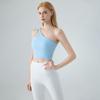 Chaleco Deportivo Cruzado de un Hombro Estilo Europeo y Americano para Mujer, Ropa Exterior Cómoda, Espalda Bonita, para Correr, Secado Rápido, Sujetador de Fitness Yoga