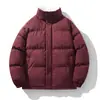 Abrigo de algodón con forro polar Enbu para hombre, chaqueta de algodón de color liso para invierno, abrigo de algodón versátil casual para parejas, prenda exterior unisex de corte holgado
