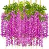Glicina artificial de 6 hojas, violeta, techo, flor, enredadera, cifrado, decoración de boda, ratán, plástico, enredadera, flor de frijol, cadena