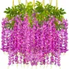 Flor Artificial Hanxi Flor Glicínia Flor Artificial Flor Feijão Longo Pendurado na Parede Flor de Seda Videira Decoração de Casamento Vinha Atacado