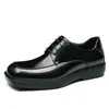 Exclusivo VipZapatos Derby Casual de Negocios de Cuero Patentado Británico para Hombre con Punta Cuadrada y Suela Gruesa Zapatos de Punta Cuadrada para Hombre