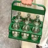 Cesta Portátil Dobrável para Cerveja Bebida Armazenamento Cor Retro Francesa Cesta de Piquenique Portátil Café