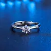 Anel de Moissanita Imitação seis garras psíquicas anel de cauda com microdiamantes 50 pontos simulação proposta de casamento anel de presente de aniversário