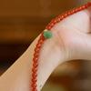 Pulsera de Ágata Roja Natural Jiuhua Blessing de 6 mm para Mujer, Vaina de Loto de Buena Suerte, Pulsera de Tres Círculos de Estilo Chino Nuevo de Gama Alta al por Mayor