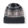 Gorro de Cachemir Nieve de la Isla de Skye Otoño/Invierno Nuevo Estilo Coreano Cálido Gorro de Punto Jacquard Gorro de Lana Cubre Cabeza para Mujer Gorro con Protección para los Oídos
