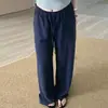 Calça de Linho Reta Wide Leg para Gestante, Verão Novo Cintura Alta Fluida Estilo Old Money Seda Gelada Proteção Solar Algodão-Linho Casual, Fina