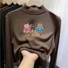 Top térmico de cuello medio forrado de forro polar para niñas, otoño e invierno, capa interior cálida, forrado de forro polar, camiseta de manga larga para niños mayores, moderno