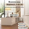 Mueble de TV de Pizarra Mesa de Café Combinación Sala de Estar Hogar 2025 Nuevo Estilo Crema Mueble de TV de Madera Maciza de Pie Armario