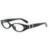 Óculos Vintage Estilo Americano Oval Olho de Gato Estilo Europeu e Americano Old Money Armação Preta Lentes Lisas Anti Luz Azul Com Grau Miopia Sem Grau para Mulheres