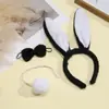 Faixa de Cabeça de Coelho de Pelúcia Fofa Coreana Acessório para Festa Infantil Performance Páscoa Laço Orelhas de Coelho Faixa de Cabeça