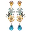 Aretes de Aguja Plateada con Diamantes en Formas Redonda, Gota y Cuadrada, Aretes de Borla, Aretes Frescos Estilo Dopamina, Aretes de Lujo Ligero de Alta Gama