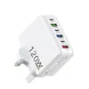 Adaptador de cargador multiportátil transfronterizo 3U+3PD estándar europeo y americano Reino Unido adecuado para cabezal de carga de teléfono Apple, tecnología GaN