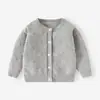 Suéter tejido simple y elegante para niñas con pequeños patrones florales, abrigo de otoño e invierno para bebés, suéter infantil Clase A