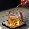 Taza de Té Justa Montaña Nevada con Mango de Madera, Divisor de Té de Vidrio Resistente a Altas Temperaturas, Taza de Té Justa Cuadrada con Vista a la Montaña, Gran Capacidad, Separación de Té y Agua Estilo Zen