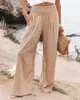 ¡En stock! 2026 Primavera/Verano Europeo y Americano Aliexpress Amazon Casual de Pierna Ancha de Algodón y Lino Populares Holgados Largos para Mujer
