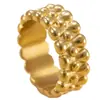 Anillo de Acero Inoxidable Fundido Transfronterizo Nuevo Diseño de Anillo de Cuentas Multicapa Gota de Agua Chapado en Oro de 18 Quilates Joyería de Acero de Titanio