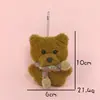 Novo Cachecol Arco-Íris de Tricô Fofo Urso de Pelúcia Pingente Chaveiro Urso Marrom Boneca Pingente de Bolsa de Boneca