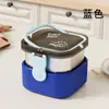 Lonchera para Niños de Acero Inoxidable Doble Capa Apta para Microondas Doméstica Cuadrada para Estudiantes con Tenedor y Cuchara Venta al por Mayor
