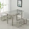 Mesa y Sillas de Comedor para Personal de Fábrica Escolar y Comedores de Supermercado Juego Integrado de Mesa y Sillas de Acero Inoxidable para 4, 6, 8 Personas