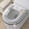 Tapete de Pelúcia para Vaso Sanitário Doméstico, Almofada de Assento de Vaso Sanitário para Banheiro, Capa de Vaso Sanitário Espessa e Respirável Totalmente Envolvente com Alça