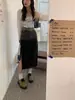 Falda de Mezclilla con Gradiente y Abertura de Cintura Alta para Mujer Primavera/Verano 2026 Longitud Media Tallas Grandes Adelgazante Estilo Hot Girl Falda de Línea A que se Ajusta a la Cadera