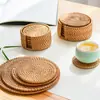 Posavasos de ratán tejido vietnamita termoaislante para taza de té, posavasos redondo para mesa, posavasos para mesa de centro de escritorio, mantel individual de ratán estilo occidental, alfombrilla termoaislante