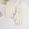 Luvas de Inverno Femininas para Proteção contra o Frio, Luvas de Ciclismo de Cinco Dedos, Luvas de Algodão com Forro de Fleece, Luvas de Tricô Grossas para Exterior com Tela de Toque