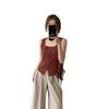 Top Chaleco de Cuello Cuadrado para Mujer Verano Nuevo Estilo Coreano Estilo Deseo Puro de Alta Gama Combinación Total Adelgazante Nicho Outfit Camisa Base
