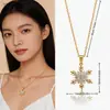 Collar de Copo de Nieve de Cristal OZON Circonita Estilo Lujo Ligero Acero de Titanio Resistente al Desgaste Diseño Simple Sentido del Temperamento Joyería de Comercio Exterior para Mujeres