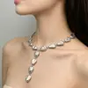 Colgante en forma de Y Estilo Europeo y Americano, Joyería de Alto Gama Irregular Barroca, Cadena para Clavícula, Accesorios de Collar de Nicho para Mujeres, Transfronterizo