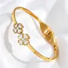 Pulseira de aço inoxidável 304, novo design de nicho transfronteiriço, pulseira de aço titânio de alta qualidade com trevo de quatro folhas para mulheres, atacado de joias