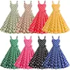 L Fábrica de Comércio Exterior Fonte Transfronteiriça Roupas Femininas Sexy Alça Fina Tomara-que-caia Estampa de Bolinhas Babado Linha A Grande Rodado Vestido