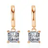 Brincos quadrados simples e elegantes de zircônia Brincos quadrados de diamante europeus e americanos Brincos geométricos brincos atacado