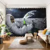 Novo quarto das crianças cortina quarto sombreamento sem punch-free espaço astronauta desenhos animados curto cortina menino baía janela tipo gancho