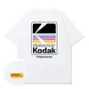 Camiseta Gráfica Logo Arco-Íris Abertura Câmera Kodak Masculina Algodão Vintage Street Preta 2026 Nova