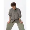 Camisa de Solapa a Cuadros para Hombre Primavera Manga Larga Estilo Retro Americano Holgada Versátil Chaqueta Juventud Talla Grande
