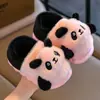 Zapatos de Algodón Infantiles de Dibujos Animados de Panda para Niños y Niñas, Antideslizantes de Interior para el Hogar, Cálidos, Felpa Gruesa en la Suela, Zapatos de Algodón para Bebé con Cubierta para el Talón