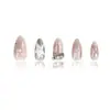 Manicura Personalizada de 10 Piezas con Código de Lazo, Parche para Uñas con Diamante de Corazón, Uñas Portátiles Hechas a Mano, Venta Directa de Fábrica