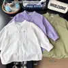Ropa de Primavera y Otoño para Niños de 26 Años para Niños, Ropa Exterior de Algodón con Cuello Alto, Holgada y Sencilla, Camisa Versátil de Estilo Coreano para Niños Mayores