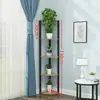 Estante para flores Sala de estar De pie Balcón Estante de almacenamiento Soporte para macetas Simple Moderno Interior Multicapa Triángulo Acero Madera Estante para flores